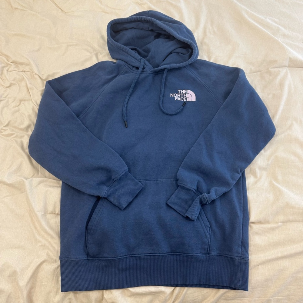 The North Face Women’s Small Blue Graphic Hoodie Pullover “Never Stop Exploring”